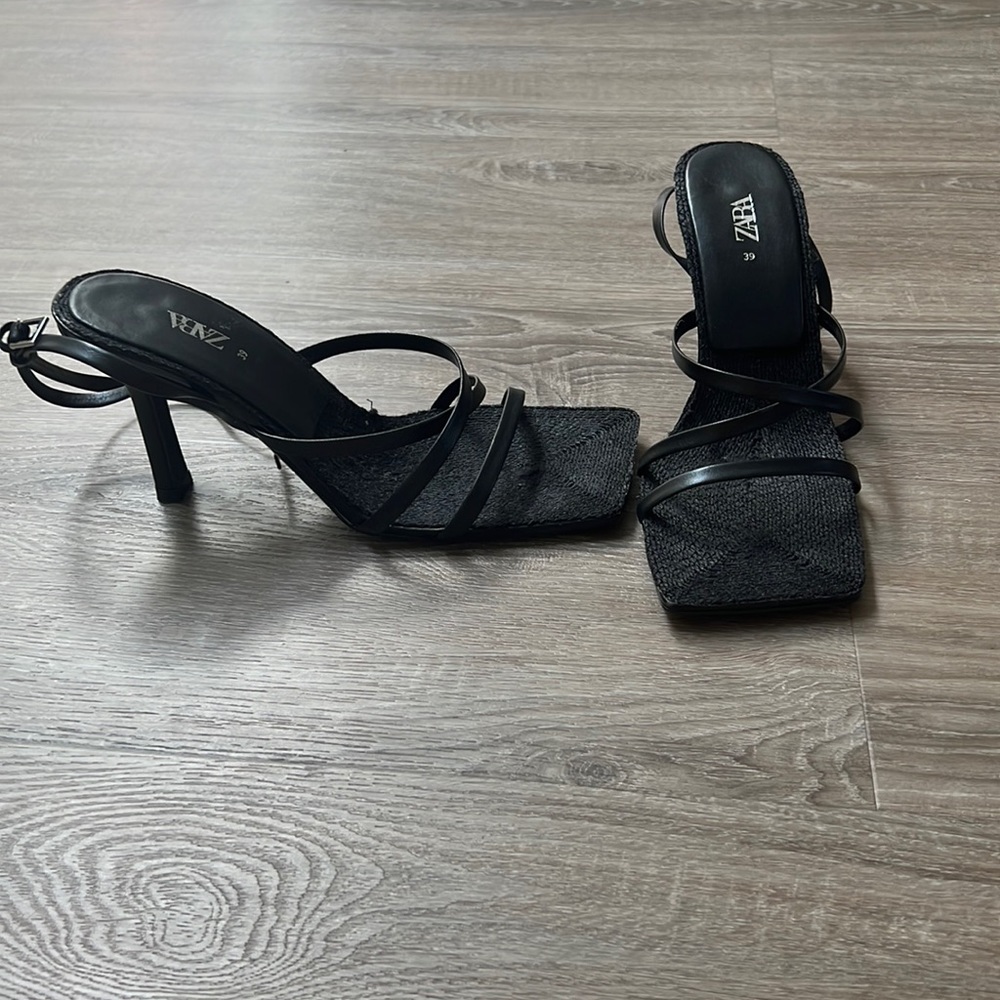 ZARA Strappy Heels Black - Size 39